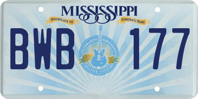 MS license plate BWB177