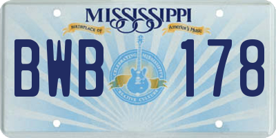 MS license plate BWB178