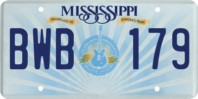 MS license plate BWB179