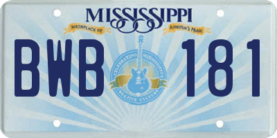 MS license plate BWB181