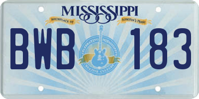 MS license plate BWB183