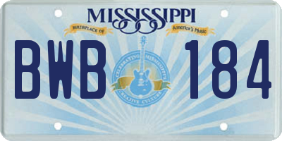 MS license plate BWB184