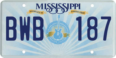 MS license plate BWB187