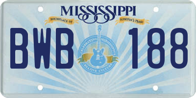 MS license plate BWB188