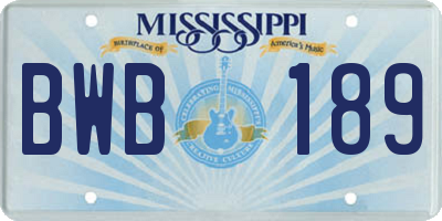 MS license plate BWB189