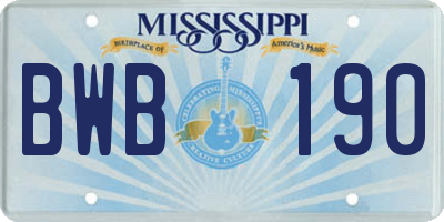 MS license plate BWB190