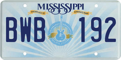 MS license plate BWB192