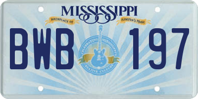 MS license plate BWB197