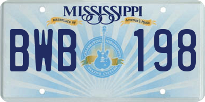 MS license plate BWB198