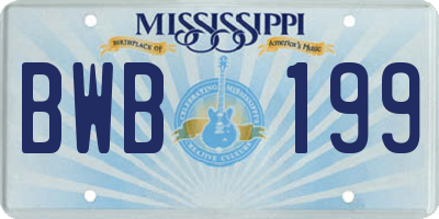 MS license plate BWB199