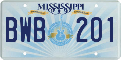 MS license plate BWB201