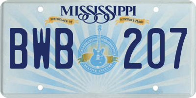MS license plate BWB207