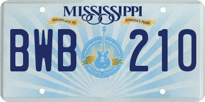 MS license plate BWB210