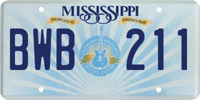 MS license plate BWB211