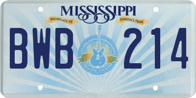 MS license plate BWB214