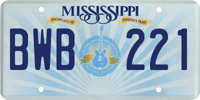 MS license plate BWB221