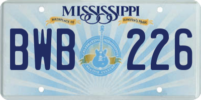 MS license plate BWB226