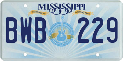 MS license plate BWB229