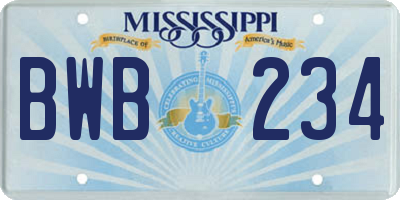MS license plate BWB234