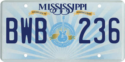 MS license plate BWB236