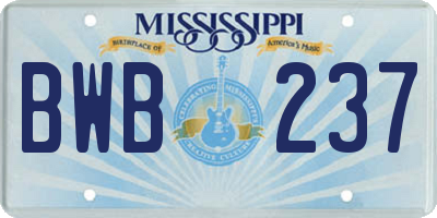 MS license plate BWB237