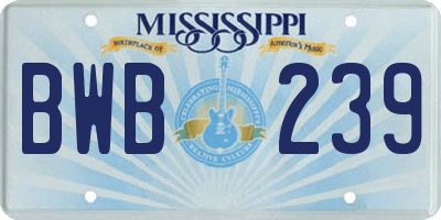 MS license plate BWB239