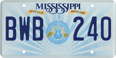 MS license plate BWB240