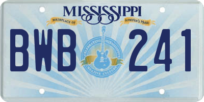 MS license plate BWB241