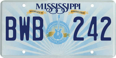 MS license plate BWB242