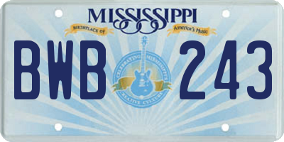 MS license plate BWB243