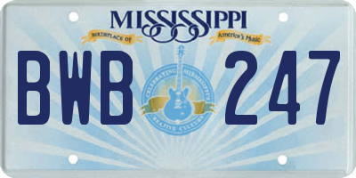 MS license plate BWB247