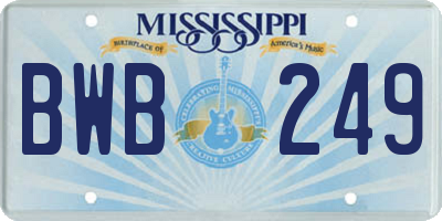 MS license plate BWB249