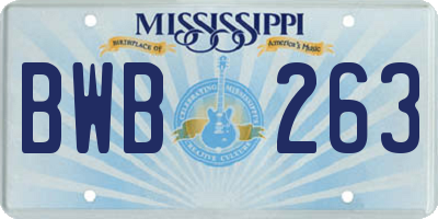 MS license plate BWB263