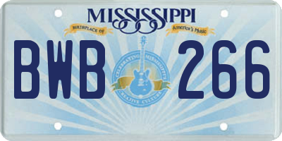 MS license plate BWB266