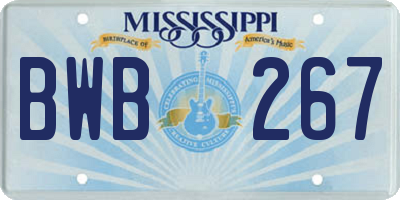 MS license plate BWB267
