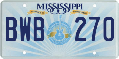 MS license plate BWB270