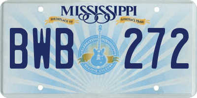 MS license plate BWB272