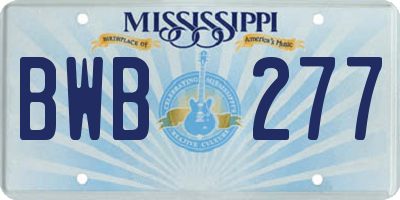 MS license plate BWB277