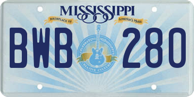 MS license plate BWB280