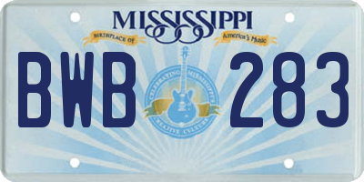 MS license plate BWB283