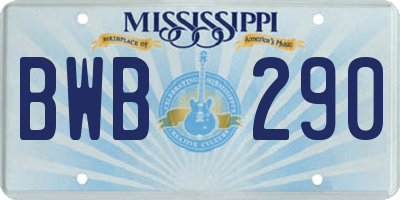 MS license plate BWB290