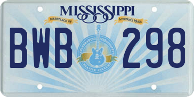 MS license plate BWB298