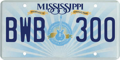 MS license plate BWB300