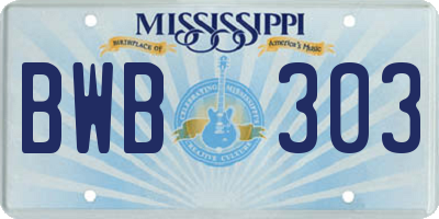 MS license plate BWB303