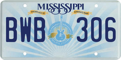 MS license plate BWB306