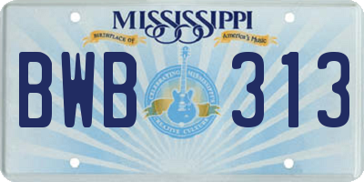 MS license plate BWB313