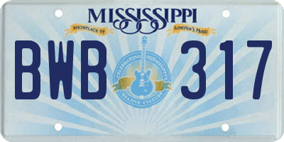 MS license plate BWB317