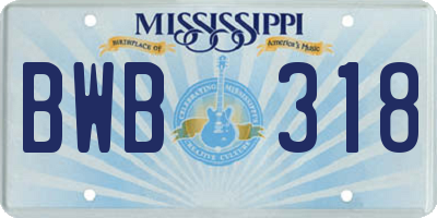 MS license plate BWB318