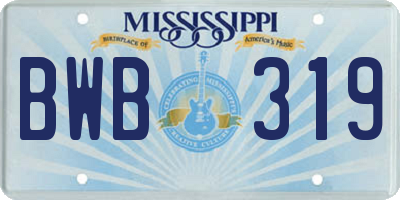 MS license plate BWB319