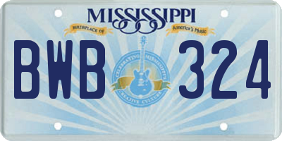MS license plate BWB324